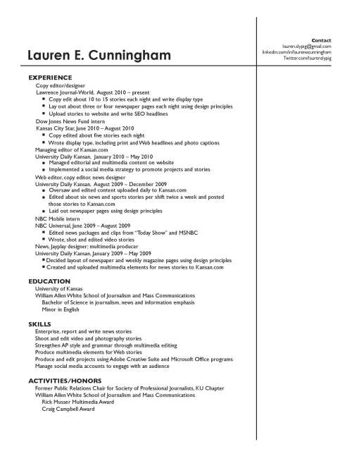 Lauren Cunningham's resume
